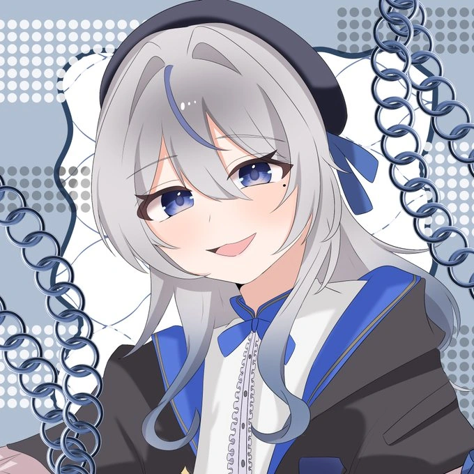 青い鎖を背景にしたるるてぃかのファンアート